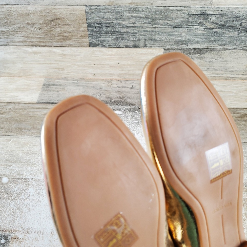 Dolce Vita Aileen Womens Mary Jane Flats Sz 6 M Gold Leather Buckle Square Toe - Picture 9 of 10